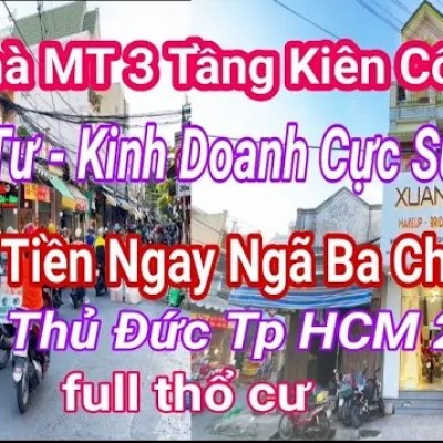 bán gấp để về quê căn nhà 3 tầng mặt tiền ngã ba chợ tại bình dương,cách thủ đức tp HCM 2,5km