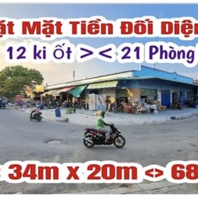 bán nhà hai mặt tiền chợ 680m²,21 phòng trọ ,12 kiot tại bình dương