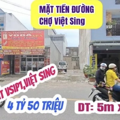 bán lô đất mặt tiền đường chợ việt sing,vsip1 bình dương (dt: 5m x 20m)