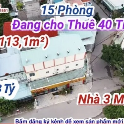 bán nhà nghỉ 3 mặt tiền thu nhập cao tại Dĩ An Bình Dương,diện tích 113,1m² ,15 Phòng