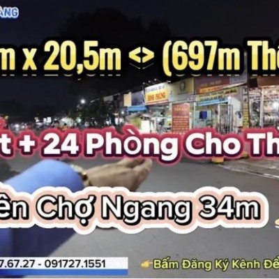 Quá Khủng Khiếp ! Bất động sản mặt tiền chợ (697m2 thổ cư) có tới 12 ki ốt và 24 phòng cho thuê