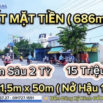 Giảm mạnh 2 TỶ bán đất MẶT TIỀN (11,5m x 50m tổng 686m)15 TRIỆU m2 | đất bình dương rẻ không tin nổi