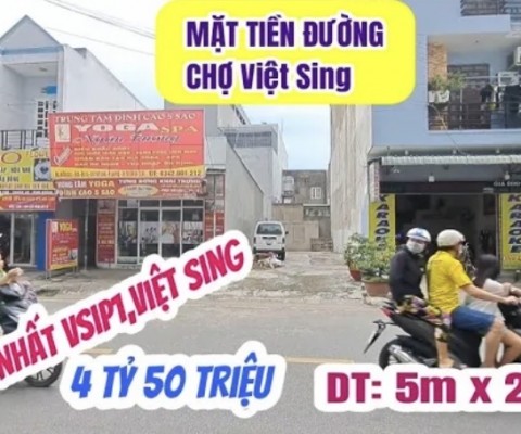 bán lô đất mặt tiền đường chợ việt sing,vsip1 bình dương (dt: 5m x 20m)